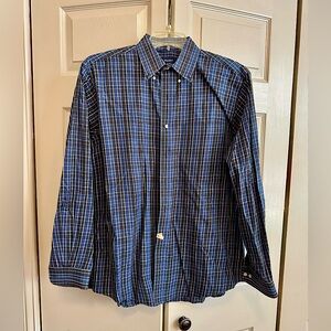 T Harris Blue Check Button Down Shirt